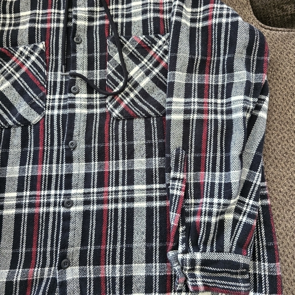 ZARA Flannel Shacket Hoodie Plaid Men XL Button Up Pocket Thick Gorpcore… - Picture 5 of 13